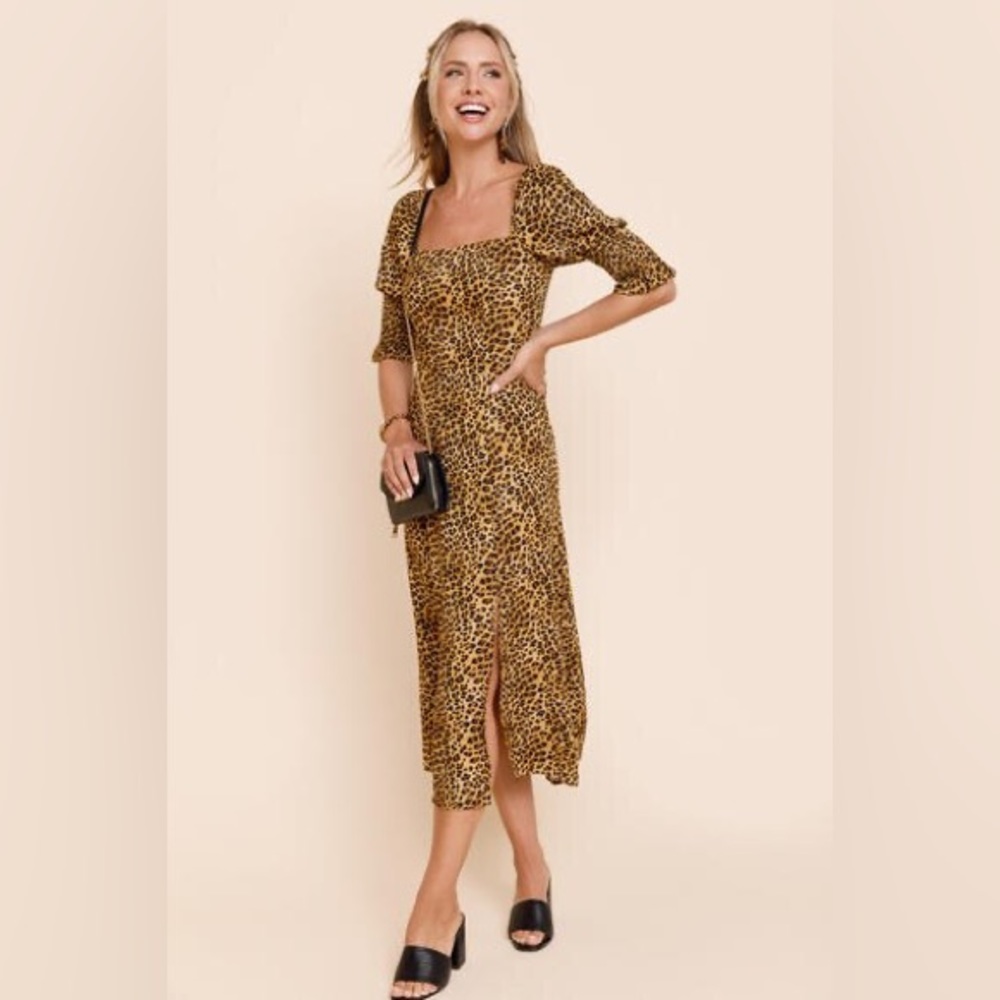 Francesca’s Leopard Puff Sleeve Dress
